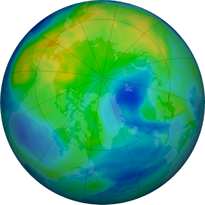 Arctic ozone map for 09 November 2016